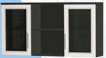 Антресоль большая с двумя стеклодверями ДЛЯ ГОСТИНОЙ АБС-2 Венге/Дуб выбеленный в Заозёрном - zaozyornyj.katalogmebeli.com | фото