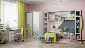 Детская комната Флер (Белый/корпус Выбеленное дерево) в Заозёрном - zaozyornyj.katalogmebeli.com | фото