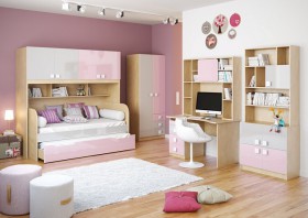 Детская комната Грэйси (Розовый/Серый/корпус Клен) в Заозёрном - zaozyornyj.katalogmebeli.com | фото 2