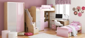 Детская комната Грэйси (Розовый/Серый/корпус Клен) в Заозёрном - zaozyornyj.katalogmebeli.com | фото 5