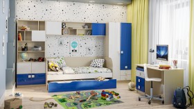 Детская комната Скай Люкс (Синий/Белый/корпус Клен) в Заозёрном - zaozyornyj.katalogmebeli.com | фото