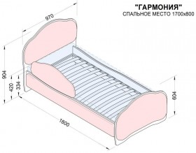 Кровать 170 Гармония 45 Серый (мягкий бортик) в Заозёрном - zaozyornyj.katalogmebeli.com | фото 2