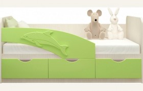 Кровать детская 1,6м Дельфин (Салатовый металлик) в Заозёрном - zaozyornyj.katalogmebeli.com | фото 1