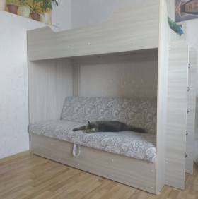 Кровать двухъярусная с диваном (Беленый дуб) в Заозёрном - zaozyornyj.katalogmebeli.com | фото
