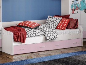 Кровать Fashion-1 Вега 0,9 м (Белый/Розовый) в Заозёрном - zaozyornyj.katalogmebeli.com | фото