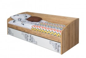 Кровать с 2 ящиками «Оксфорд» (Ривьера/Белый с рисунком) в Заозёрном - zaozyornyj.katalogmebeli.com | фото 3