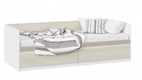 Кровать «Сканди» с 2 ящиками Дуб Гарден/Белый/Глиняный серый в Заозёрном - zaozyornyj.katalogmebeli.com | фото