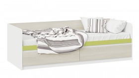 Кровать «Сканди» с 2 ящиками Дуб Гарден/Белый/Зеленый в Заозёрном - zaozyornyj.katalogmebeli.com | фото
