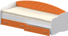 Кровать Софа-7 с мягкой спинкой (800х2000) Белый/Оранжевый в Заозёрном - zaozyornyj.katalogmebeli.com | фото