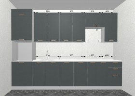 Кухня Квадро 3,2 м (высокие модули/Железо/Серый) в Заозёрном - zaozyornyj.katalogmebeli.com | фото 3
