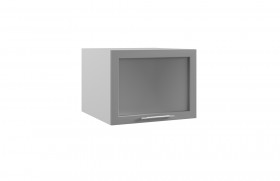 Квадро ГВПГС 600 шкаф верхний горизонтальный глубокий со стеклом высокий (Персик софт/корпус Серый) в Заозёрном - zaozyornyj.katalogmebeli.com | фото