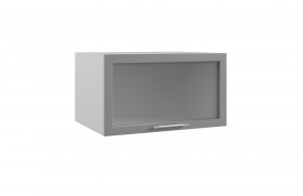 Квадро ГВПГС 800 шкаф верхний горизонтальный глубокий со стеклом высокий (Персик софт/корпус Серый) в Заозёрном - zaozyornyj.katalogmebeli.com | фото