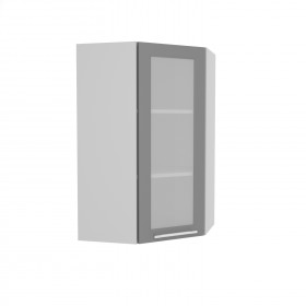 Квадро ВПУС 550 шкаф верхний угловой со стеклом высокий (Железо/корпус Серый) в Заозёрном - zaozyornyj.katalogmebeli.com | фото