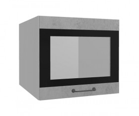 Лофт ВПГСФ 500 шкаф верхний горизонтальный со стеклом высокий с фотопечатью (Бетон светлый/корпус Серый) в Заозёрном - zaozyornyj.katalogmebeli.com | фото