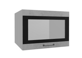 Лофт ВПГСФ 600 шкаф верхний горизонтальный со стеклом высокий с фотопечатью (Бетон светлый/корпус Серый) в Заозёрном - zaozyornyj.katalogmebeli.com | фото