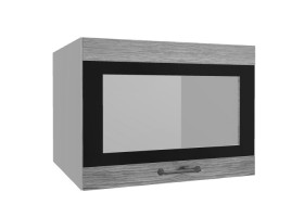 Лофт ВПГСФ 600 шкаф верхний горизонтальный со стеклом высокий с фотопечатью (Дуб майский/корпус Серый) в Заозёрном - zaozyornyj.katalogmebeli.com | фото