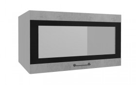 Лофт ВПГСФ 800 шкаф верхний горизонтальный со стеклом высокий с фотопечатью (Бетон светлый/корпус Серый) в Заозёрном - zaozyornyj.katalogmebeli.com | фото