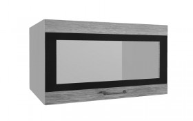 Лофт ВПГСФ 800 шкаф верхний горизонтальный со стеклом высокий с фотопечатью (Дуб майский/корпус Серый) в Заозёрном - zaozyornyj.katalogmebeli.com | фото