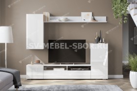 Мебель для гостиной МГС 4 (Белый/Белый глянец) в Заозёрном - zaozyornyj.katalogmebeli.com | фото