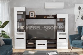 Мебель для гостиной МГС 6 (Исполнение 1/Венге/Белый глянец) в Заозёрном - zaozyornyj.katalogmebeli.com | фото