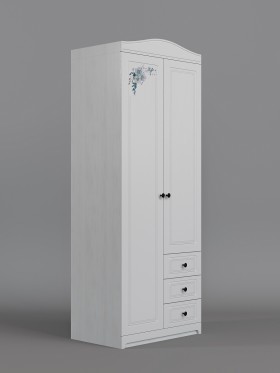 Шкаф 2-х створчатый с ящиками Бэлла (Выбеленное дерево/Белый) в Заозёрном - zaozyornyj.katalogmebeli.com | фото