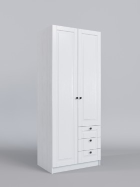 Шкаф 2-х створчатый с ящиками Классика (Белый/корпус Выбеленное дерево) в Заозёрном - zaozyornyj.katalogmebeli.com | фото