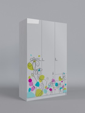 Шкаф 3-х створчатый с ящиками Флёр (Белый/корпус Выбеленное дерево) в Заозёрном - zaozyornyj.katalogmebeli.com | фото