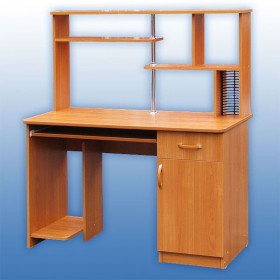 Компьютерный стол 1 с надстройкой (Венге/Дуб выбеленный) в Заозёрном - zaozyornyj.katalogmebeli.com | фото 3